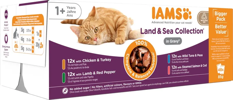 Delights Land en Zee collectie in Jus - Kat - Natvoer - 48 x 85 gr de IAMS – photo produit