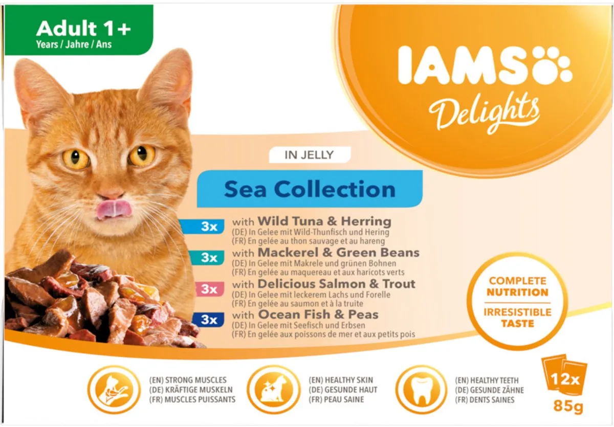 Delights Sea Collection in Saus - 2 x 12 x 85 gr - Voordeelverpakking van IAMS – productfoto