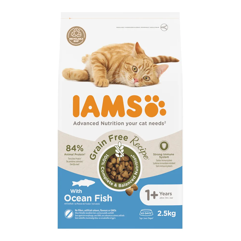 Dubbelpak: 2x2.5kg IAMS Advanced Nutrition Graanvrij met zeevis droogvoer voor katten by IAMS – product photo