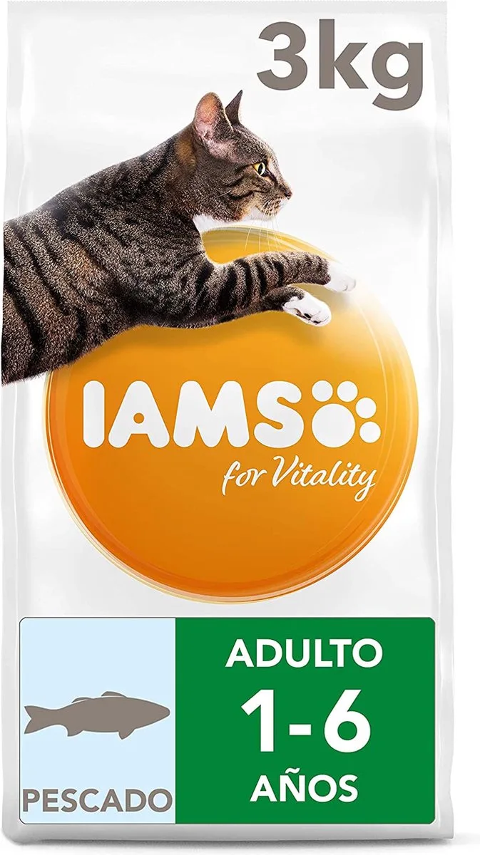 for Vitality Kattenvoer droog met vis - droogvoer voor katten van 1-6 jaar, 3 kg de IAMS – photo produit