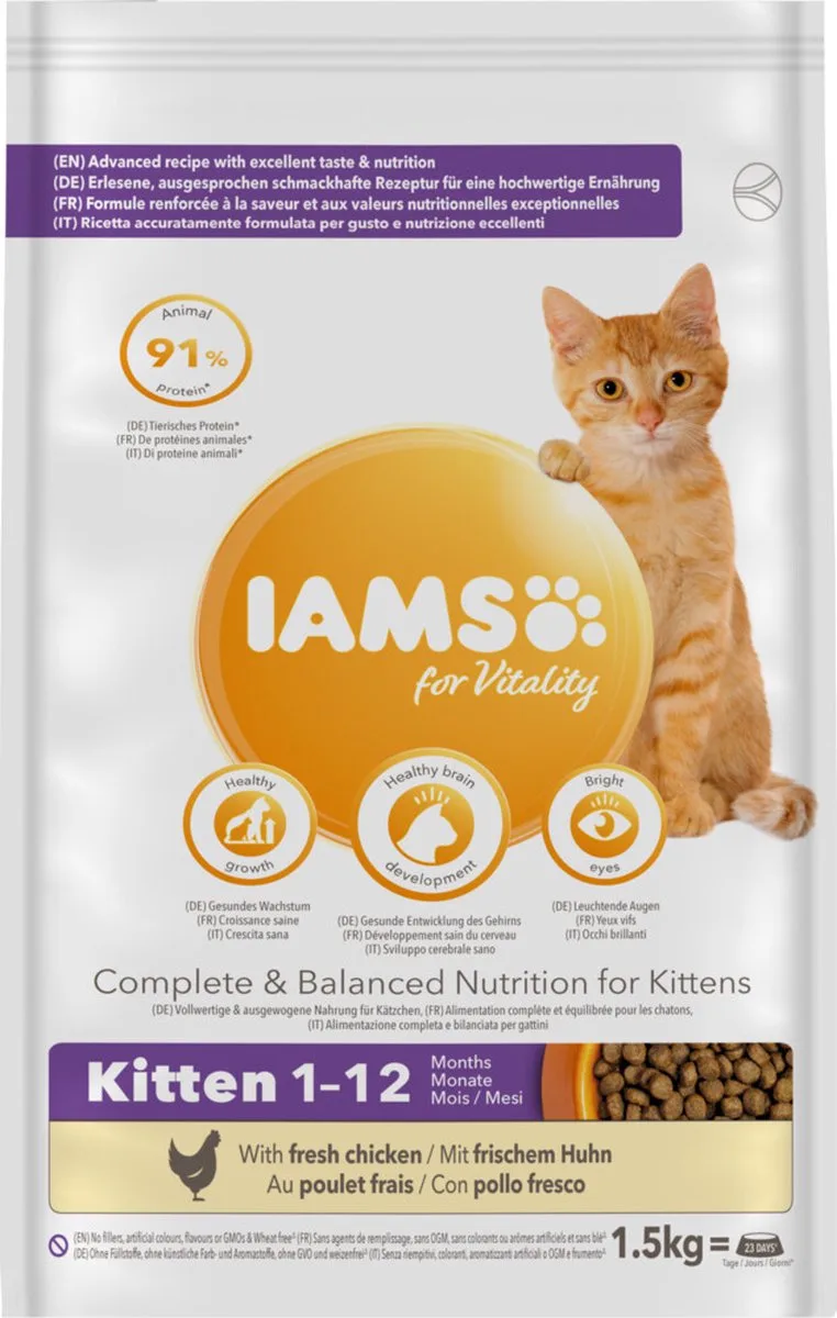 Kat Kitten/Junior Kip 1,5 kg von IAMS – Produktfoto