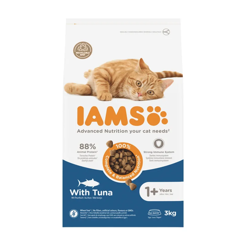 kattenvoer voor volwassen katten met tonijn 3 kg de IAMS – photo produit