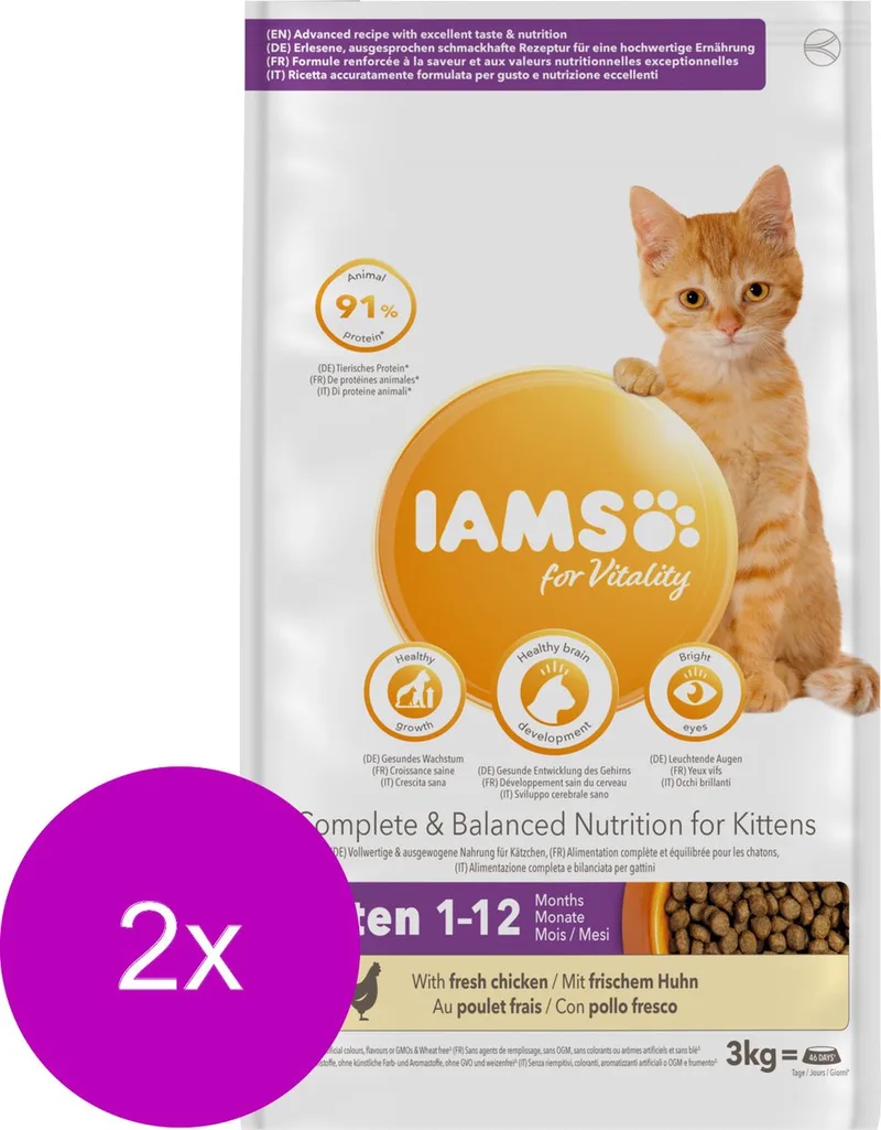 Kitten & Junior Kip - Kattenvoer - 2 x 3 kg de IAMS – photo produit