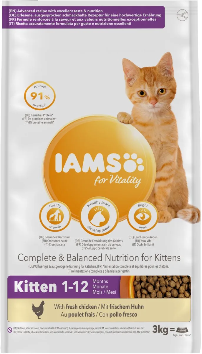 Kitten & Junior Kip - Kattenvoer - 3 kg från IAMS – produktbild