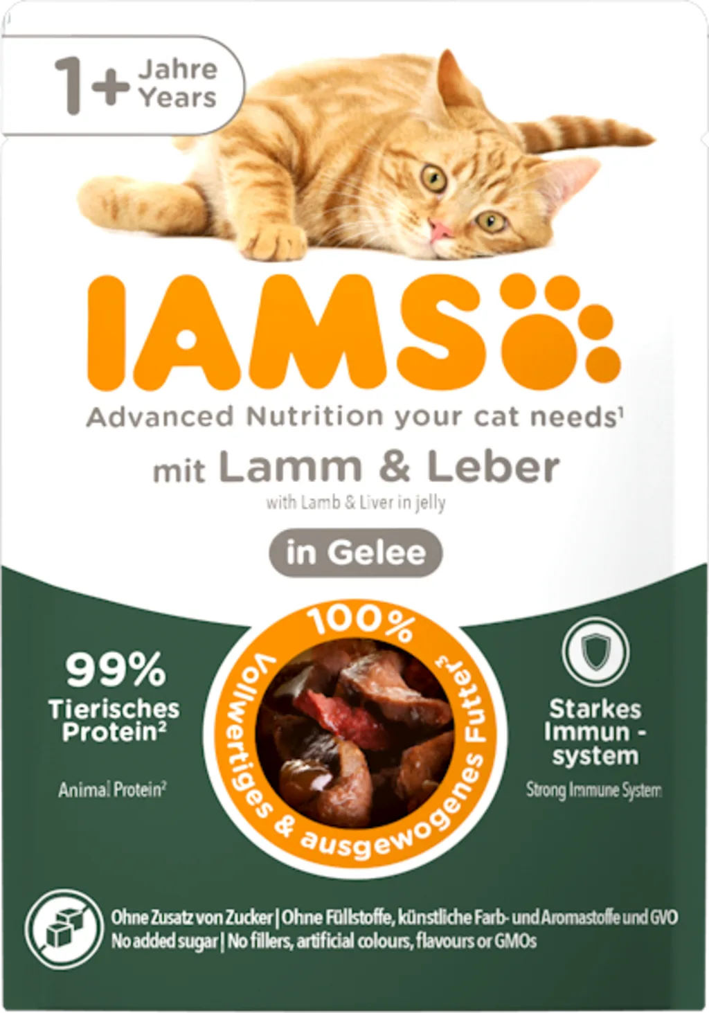 Nassfutter für Katzen ab 1 Jahr mit Lamm und Leber in Gelee - 85 g van IAMS – productfoto
