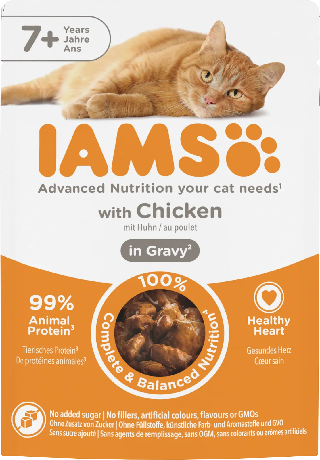 Nassfutter für Katzen ab 7 Jahren mit Huhn in Sauce - 85 g van IAMS – productfoto