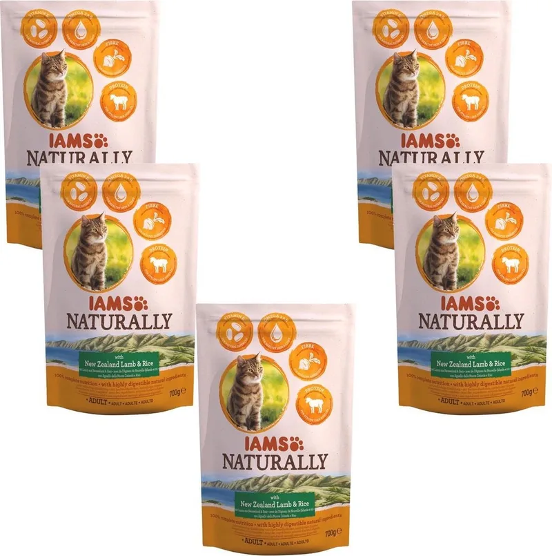 Naturally Cat Adult Lam&Rijst - Kattenvoer - 5 x 700 g von IAMS – Produktfoto
