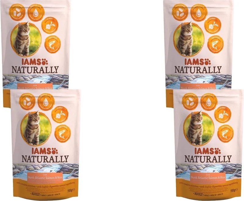Naturally Cat Adult Zalm&Rijst - Kattenvoer - 4 x 700 g von IAMS – Produktfoto