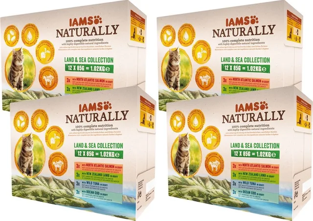 Naturally Cat Wet Land & Sea - Vlees & Vis - Kattenvoer - 24 x 85 g