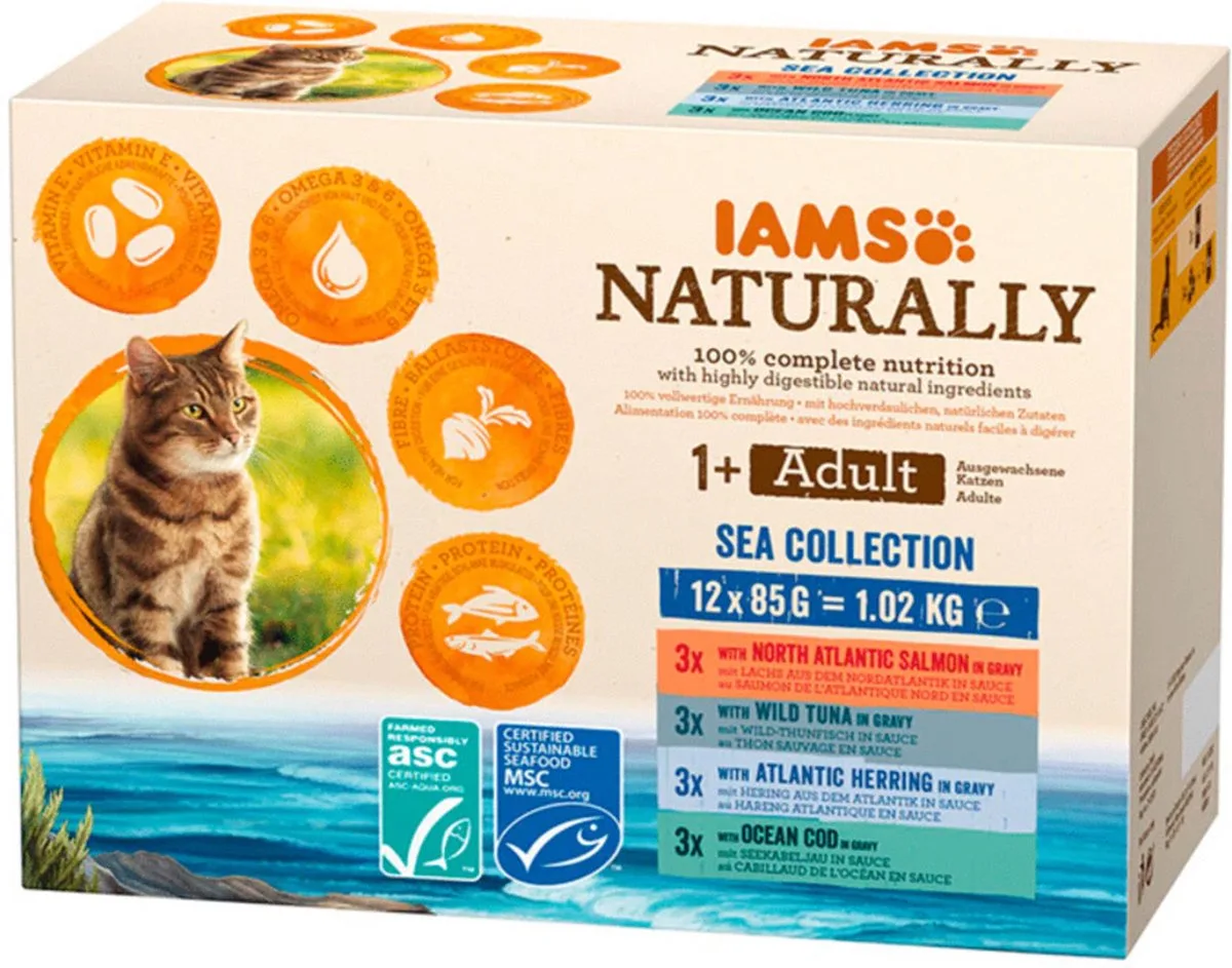 Naturally Multipack Adult Sea Collection 12 x 85 gr de IAMS – photo produit