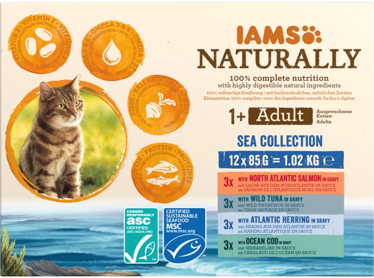 Naturally Multipack Adult Sea Collection - 2 x 12 x 85 gr - Voordeelverpakking by IAMS – product photo