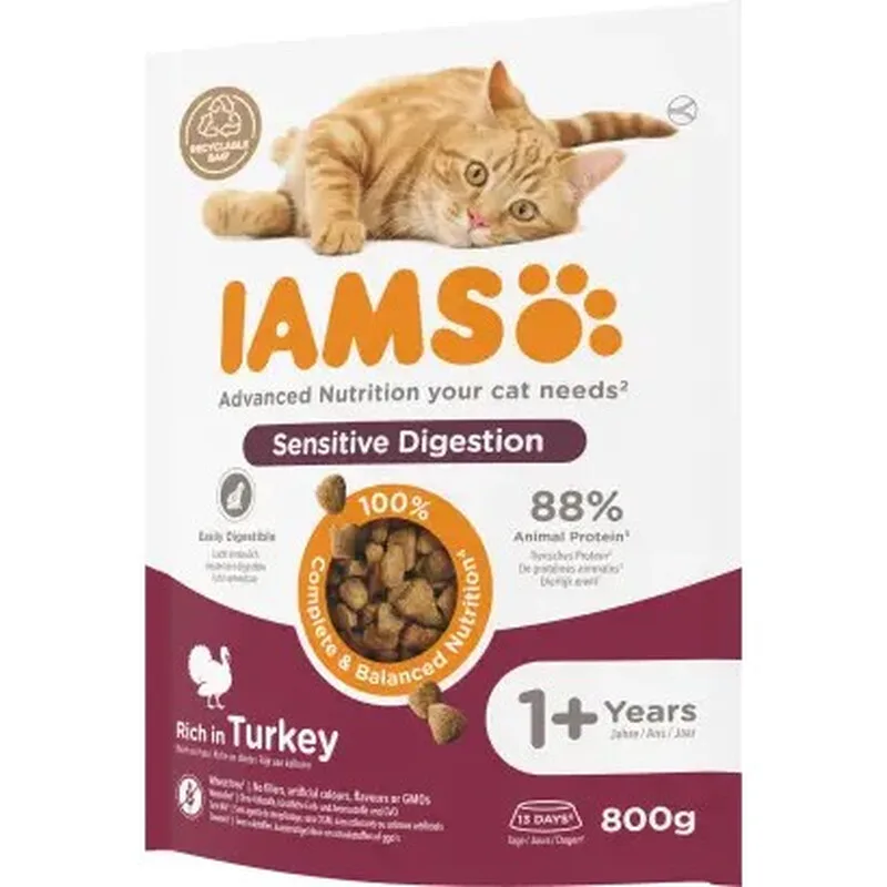 Trockenfutter für empfindliche Katzen mit Truthahn, 800 g de IAMS – photo produit