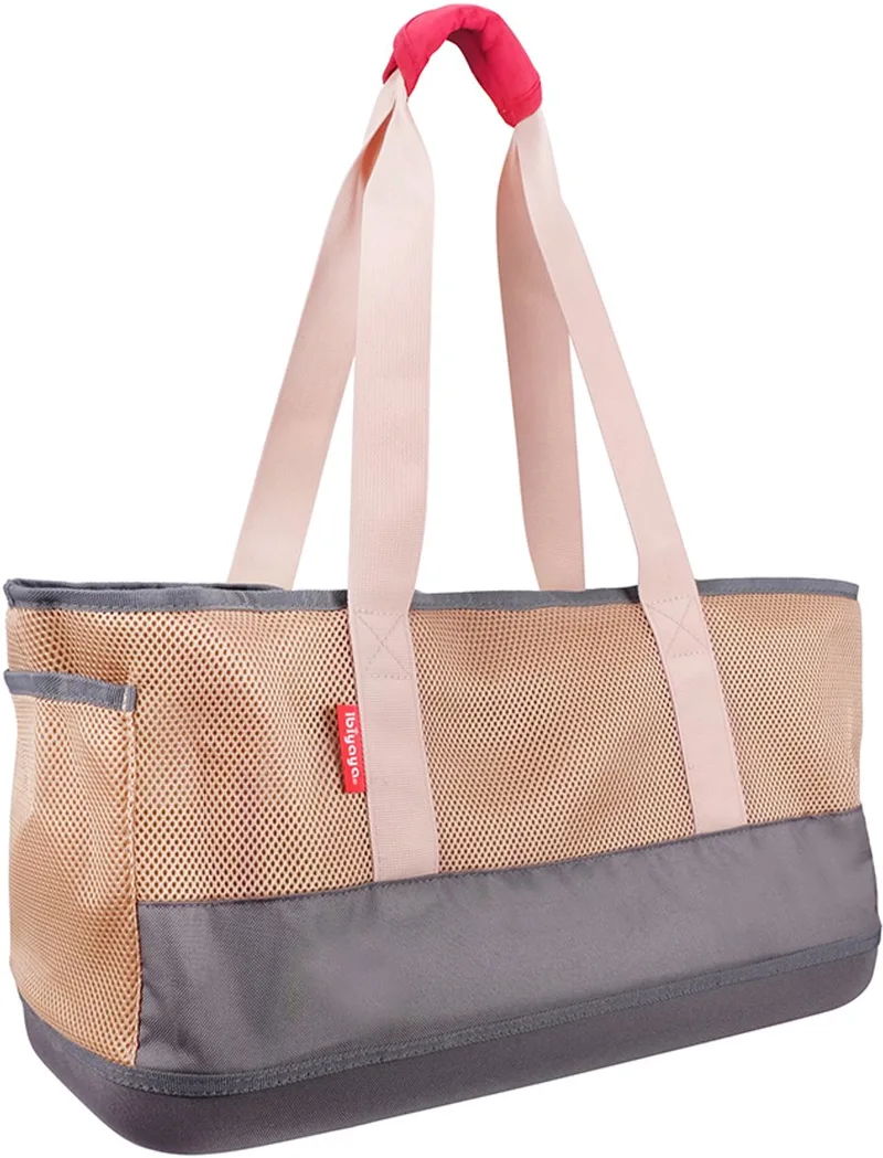 Hondendraagtas voor teckel en kleine honden – ademende dachshund draagtas – lichtgewicht huisdierendraagtas met stevige bodem – bovenopening – geschikt tot 6 kg by Ibiyaya in Beige – product photo