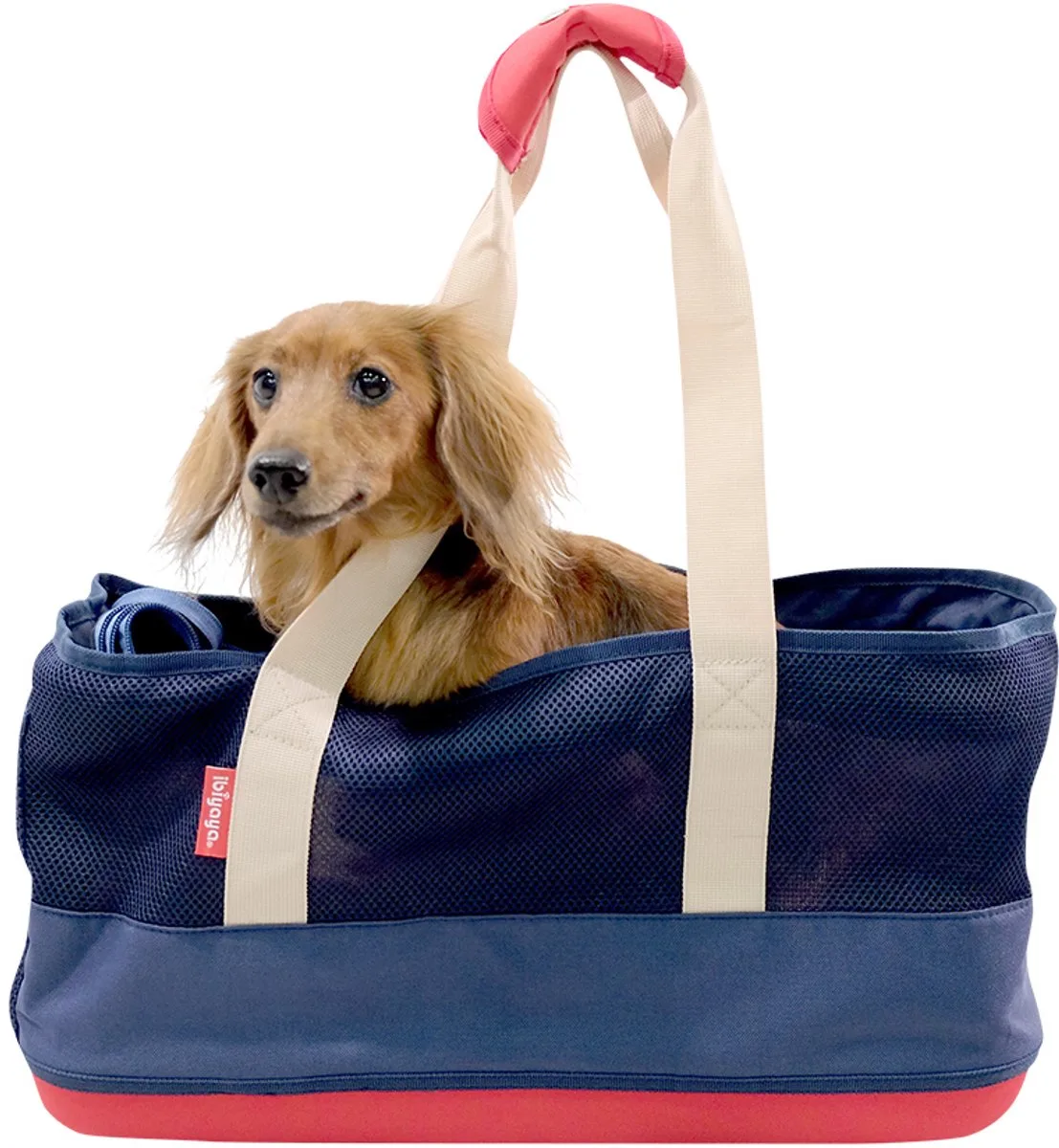 Hondendraagtas voor teckel en kleine honden – ademende dachshund schoudertas – lichtgewicht huisdierendraagtas met stevige bodem – bovenopening – geschikt tot 9 kg von Ibiyaya in Blau – Produktfoto