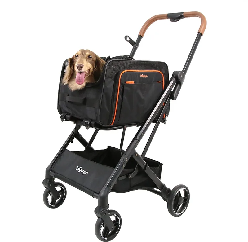 Ibiyaya 3 in 1 hondenbuggy - Voor kleine honden - Geschikt voor in het vliegtuig en auto - Hondenbuggy - Uitklapbare hondendraagzak - tot 7 kilo by Ibiyaya in Black – product photo