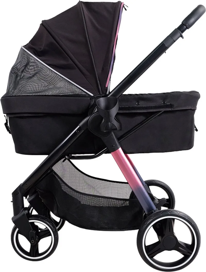 Retro Hondenbuggy Luxe Stroller - Prism Black - 84x66x102cm by Ibiyaya in Black – product photo