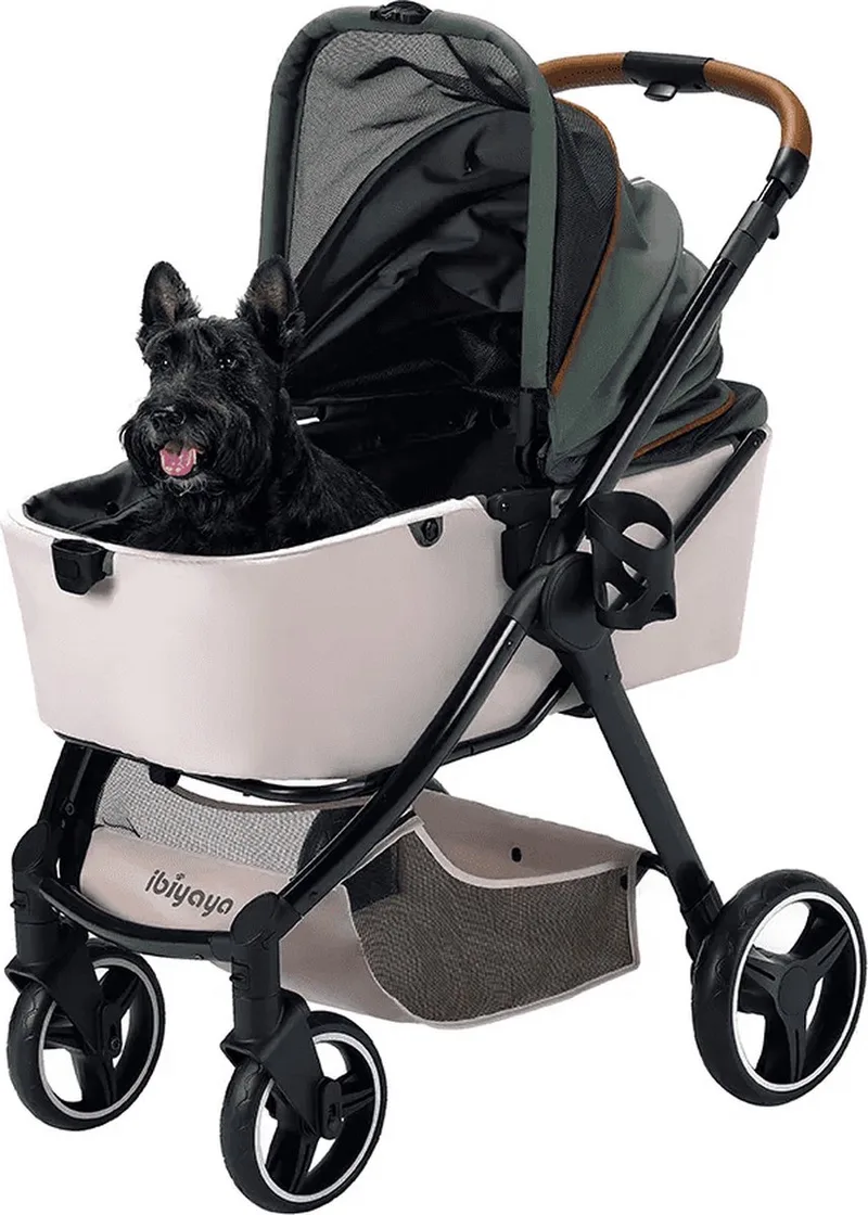 Retro Hondenbuggy - Luxe Stroller - Soft Sage - 84x66x102cm by Ibiyaya in Green – product photo
