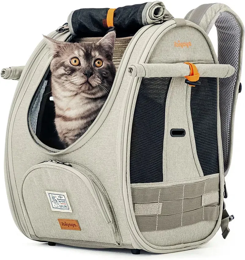 Rugzak - Adventure - Cat Carrier - Voor Katten - 30x27x42cm de Ibiyaya en Gris – photo produit
