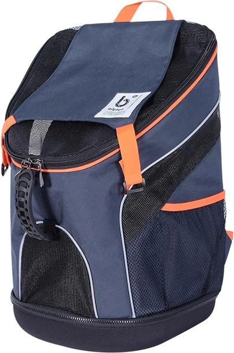 Ultralight Pro Backpack Carrier in Navy Blue - Hondendraagtas - Rugtas voor kleine honden - Verstevigde bodem von Ibiyaya in Blauw-oranje – Produktfoto