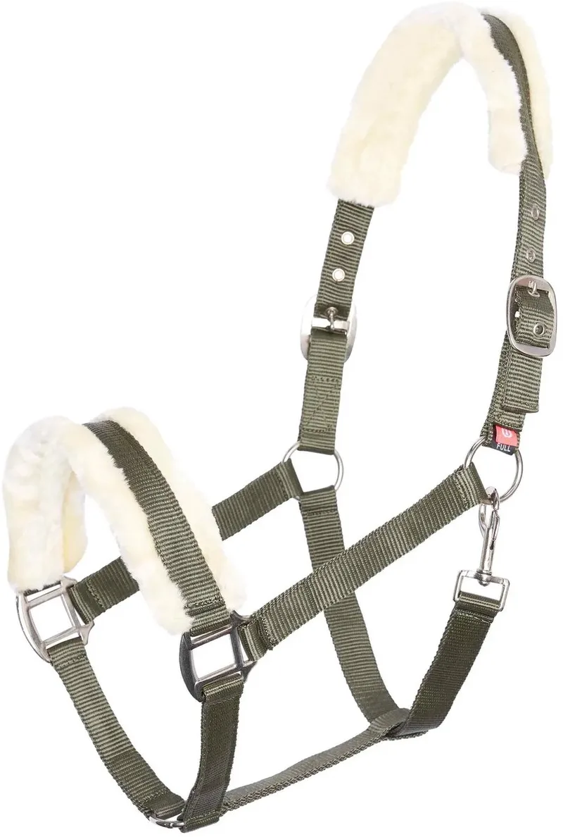 Halster voor paard met nepbont Imperial Riding Classic Fur by Imperial Riding in Olijfgroen – product photo