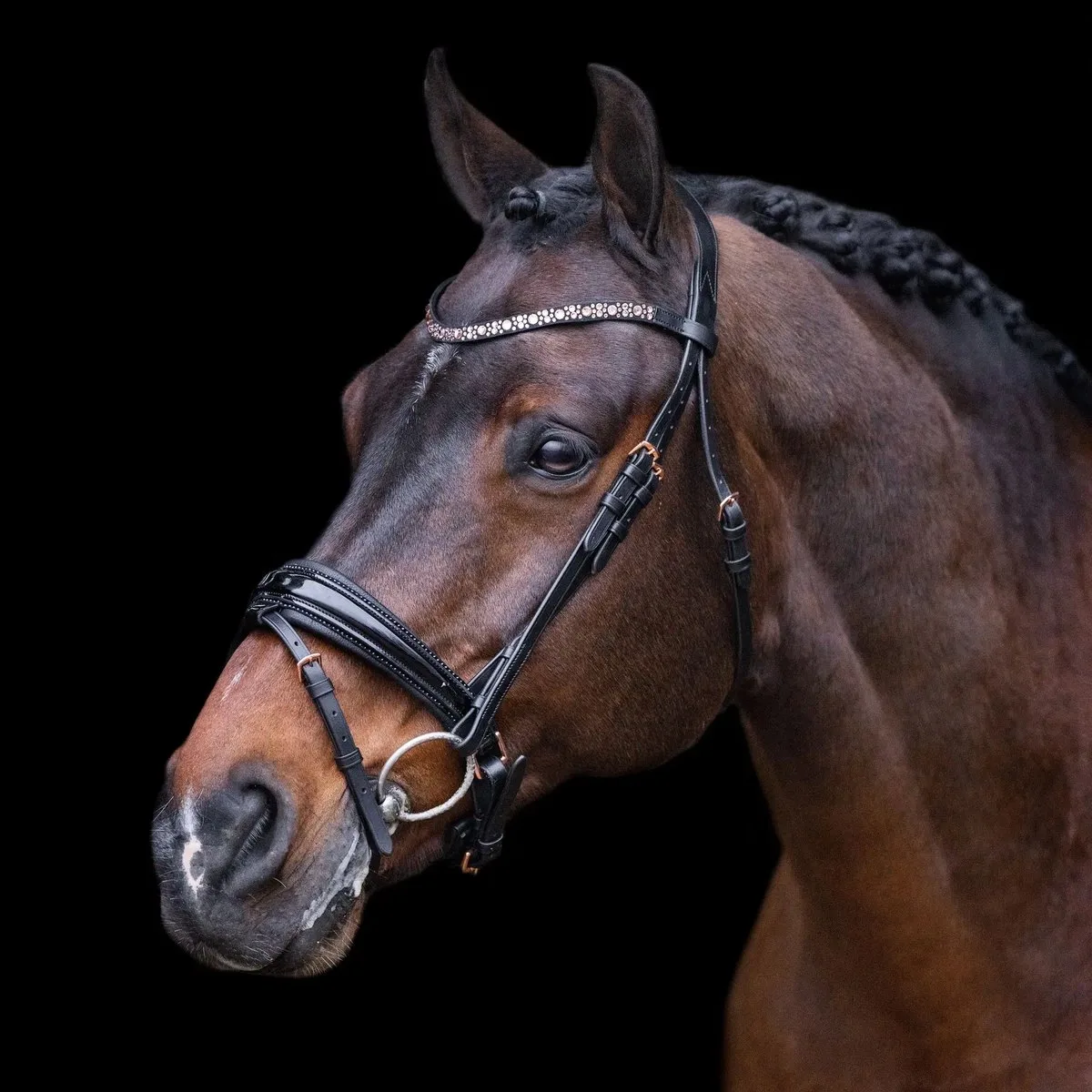 Hoofdstellen Imperial Riding Olympia von Imperial Riding in Schwarz, Roze goud – Produktfoto