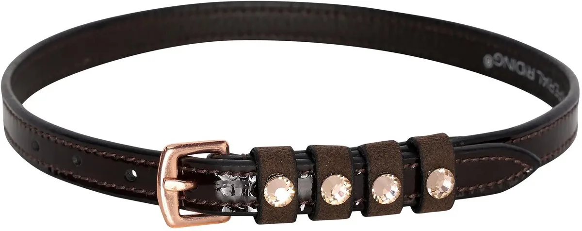 Leren spoorriemen voor paarden Imperial Riding Pardouz från Imperial Riding i Bruin rosé metaal – produktbild