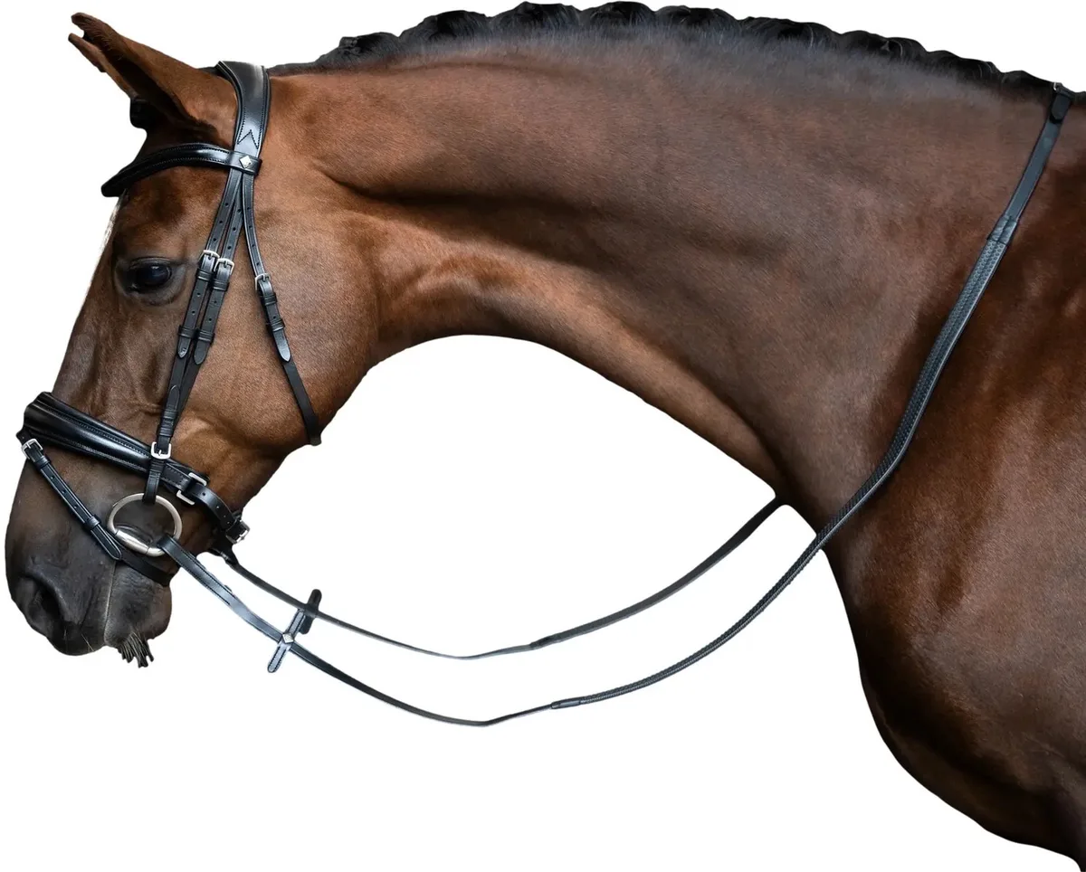 Rubber teugels voor paard met nylon inzet Imperial Riding van Imperial Riding in Zwart – productfoto