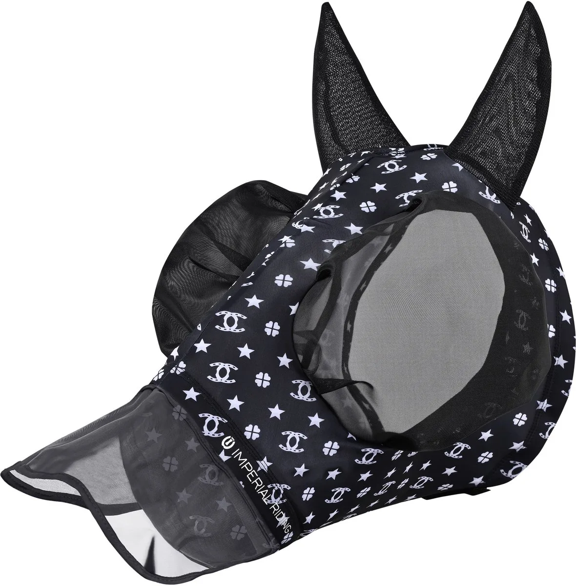 Vliegenmasker met Neus - IRHTrail ride - Black AOP - Maat X-Full fra Imperial Riding – produktbillede