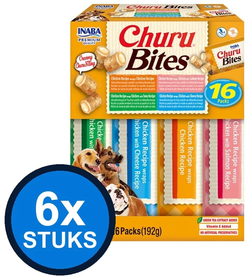 6x Inaba Churu Bites Hond Mix - Hondensnack - 16x12g by Inaba – product photo