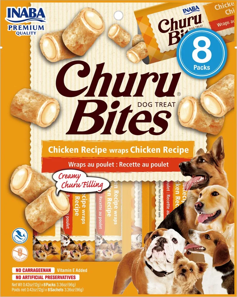 Bites Dog Chicken Recipe Wraps Chicken Recipe - Hondensnacks - Kip 8x12 g von Inaba – Produktfoto
