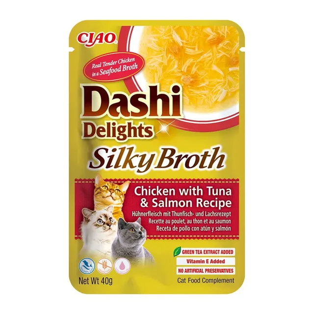 Cat Dashi Delights Silky Broth Kip Met Tonijn En Zalm Kattensnack 40g