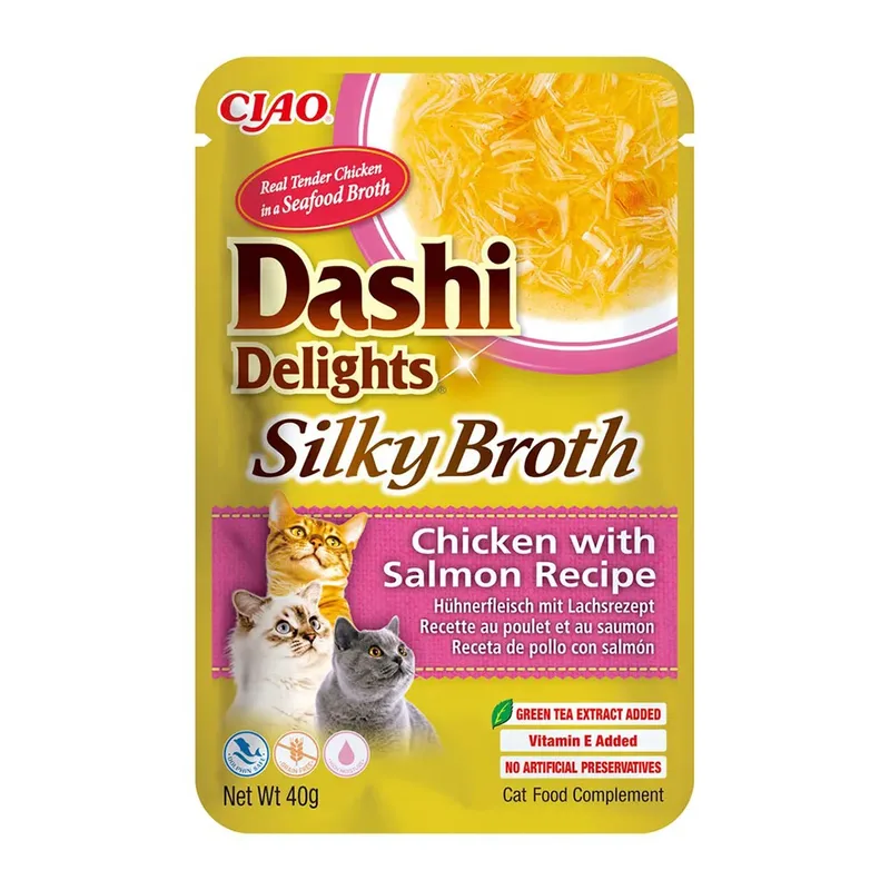 Cat Dashi Delights Seidige Brühe Hühnchen Mit Lachs Katzenleckerli 40g von Inaba – Produktfoto
