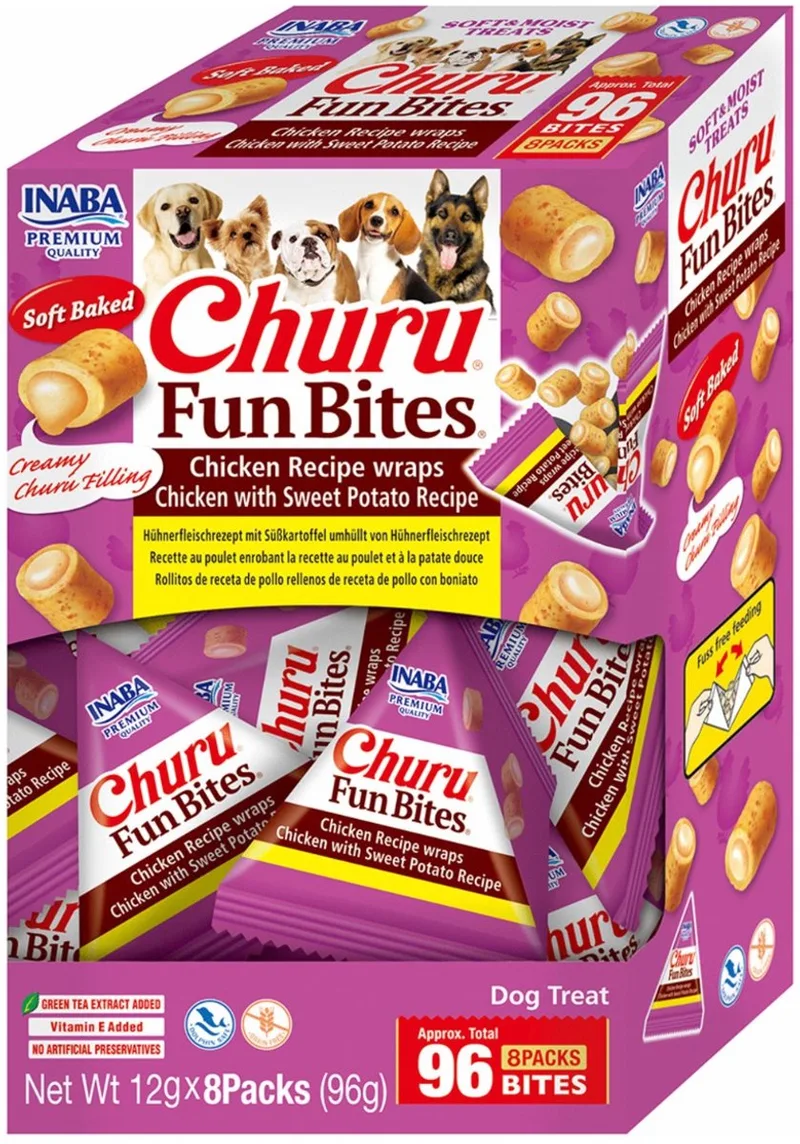Churu Fun Bites Chicken Wraps 8x12 g - Hondensnacks - Kip&Bataat by Inaba – product photo
