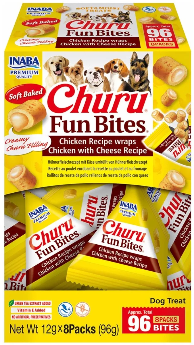 Churu Fun Bites Chicken Wraps 8x12 g - Hondensnacks - Kip&Kaas by Inaba – product photo
