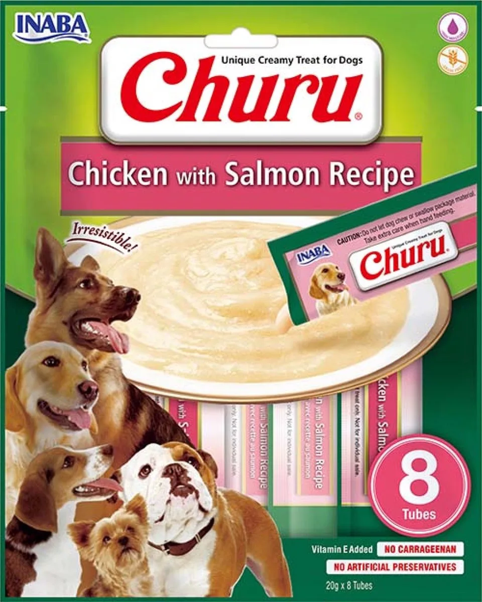 Churu Hondensnack Chicken & Salmon - 8 x 20 gr von Inaba – Produktfoto