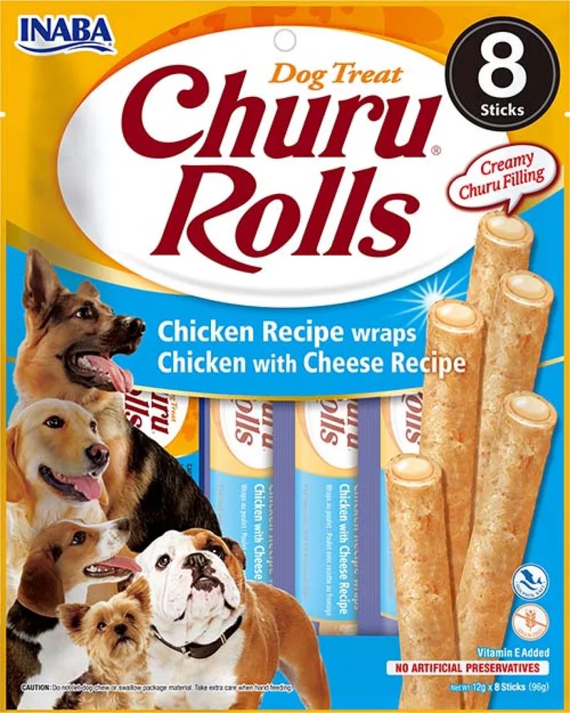 Churu Hondensnacks Rolls Chicken & Cheese Wraps - 8 x 20 gr by Inaba – product photo