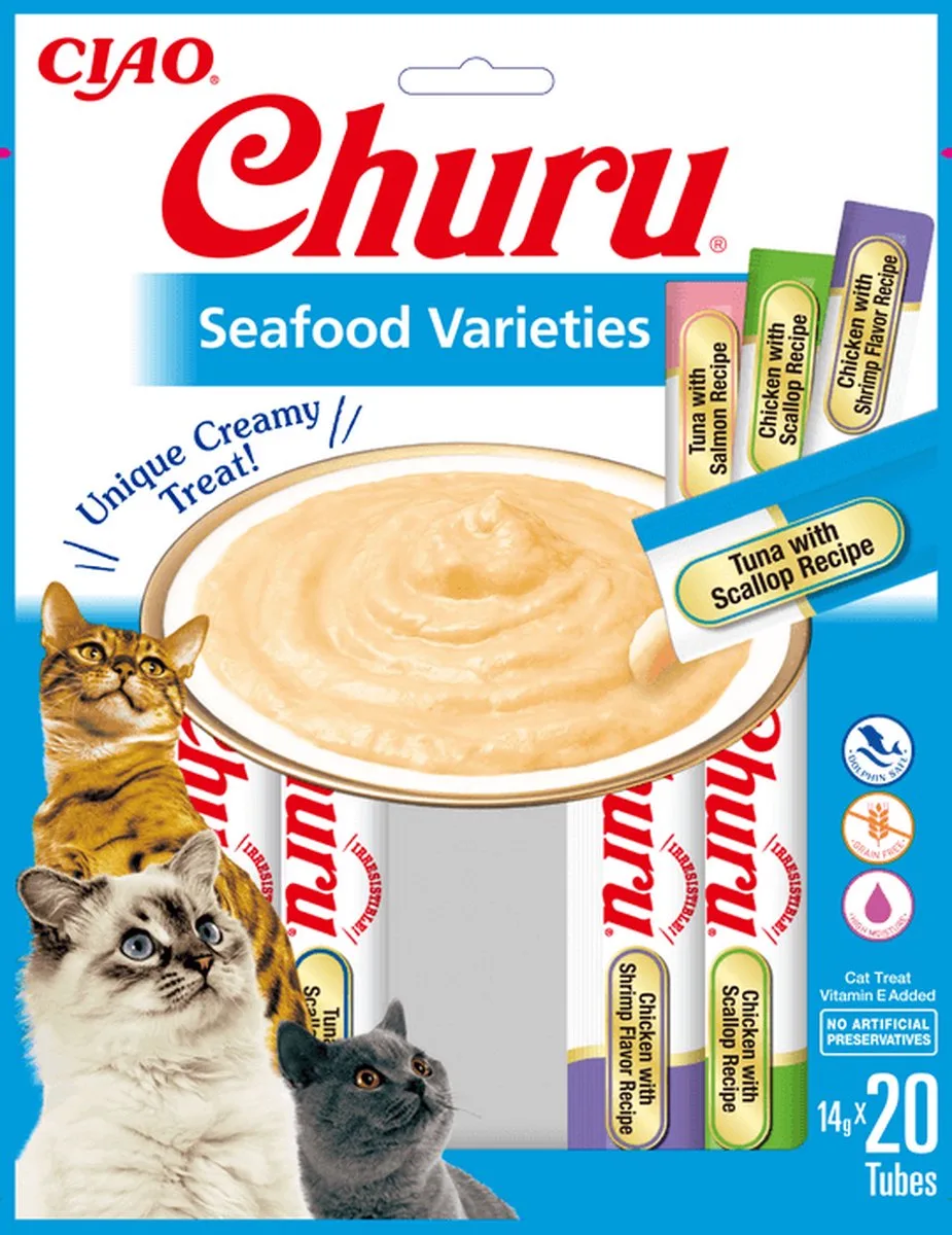 Churu kat Puree multipack Vis en Schaaldieren - 20 stuks van Inaba – productfoto