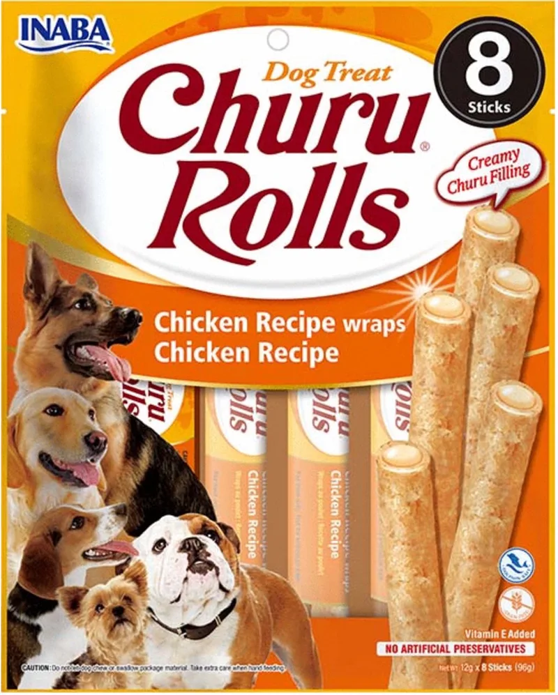 Churu Rolls Chicken Wraps 8x12 g - Hondensnacks - Kip fra Inaba – produktbillede