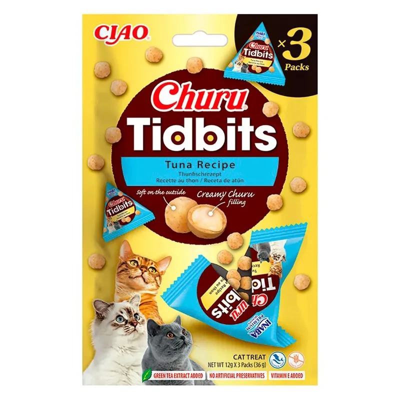 Churu Tidbits Nassfutter Für Katzen Mit Thunfisch 12 G 3 Einheiten von Inaba – Produktfoto
