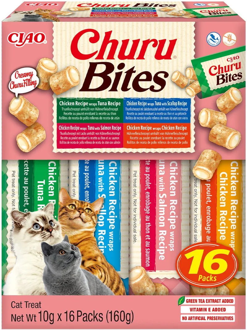 Ciao Churu Bites Sappige Brokjes Kattensnack Kip variëteiten 16x12g fra Inaba – produktbillede