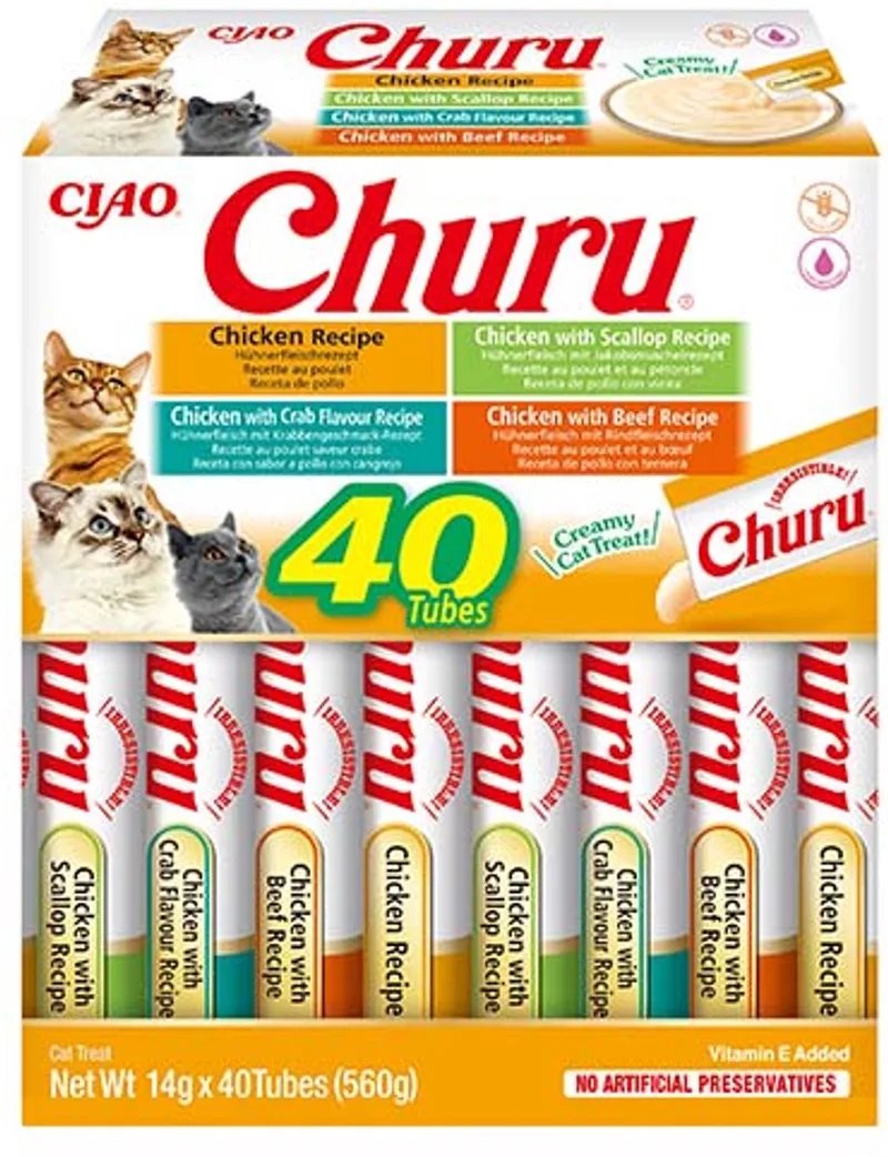 Ciao Churu Creamy Puree Liquid Kattensnack Kip variëteiten 40x14g de Inaba – photo produit