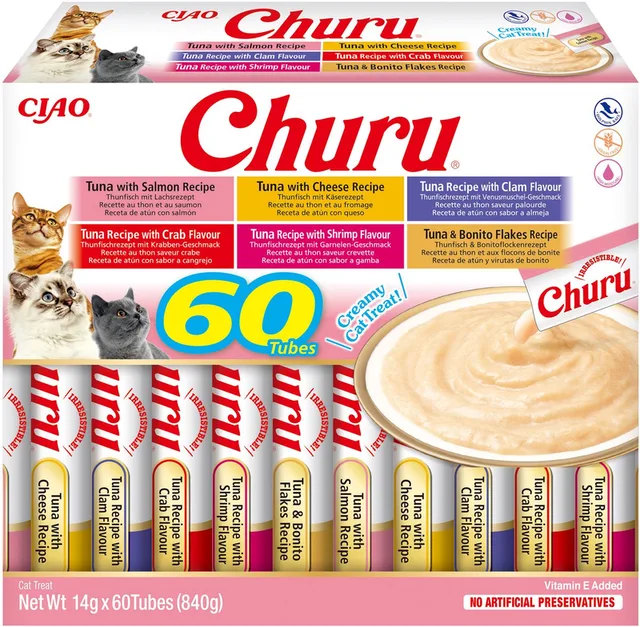 Ciao Churu Creamy Puree Liquid Kattensnack Tonijn variëteiten 60x14g
