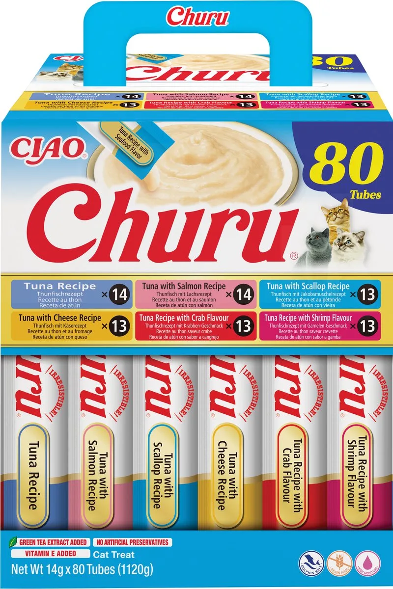 Ciao Churu Creamy Puree Liquid Kattensnack Tonijn variëteiten 80x14g von Inaba – Produktfoto