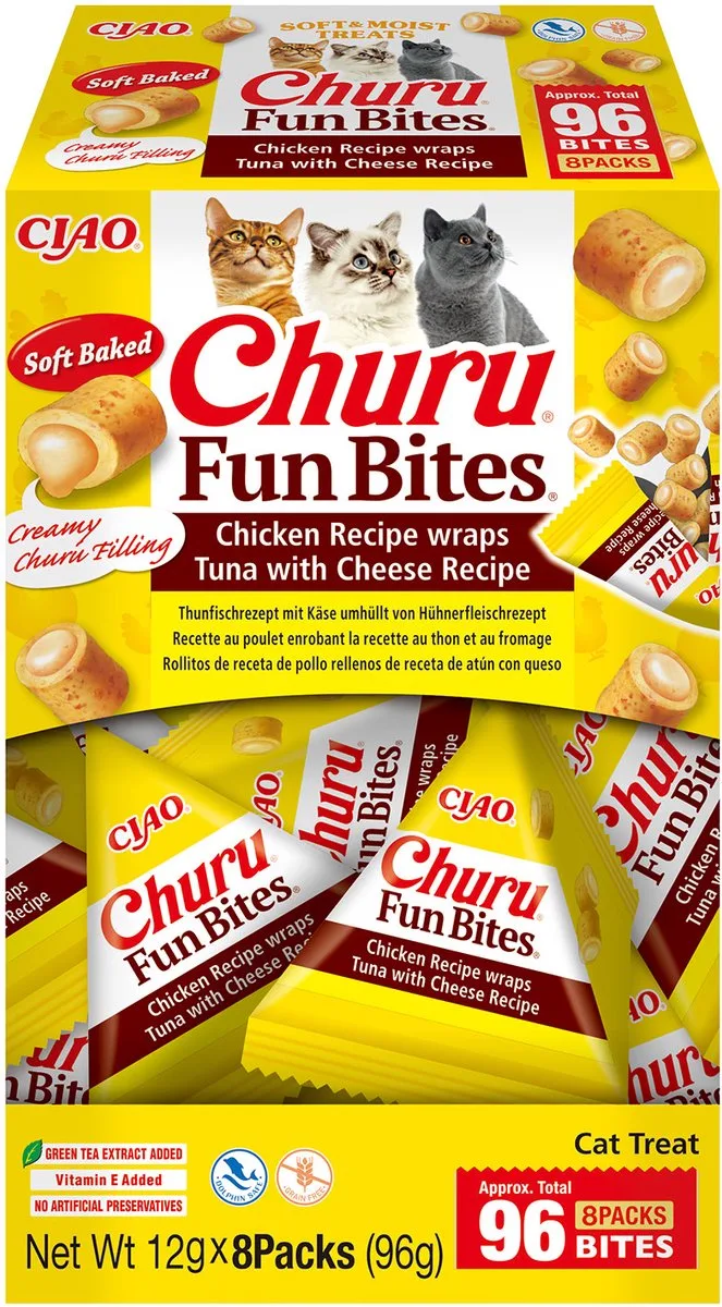 Ciao Churu Fun Bites Brokjes Kattensnack Tonijn & Kaas 8x12g by Inaba – product photo