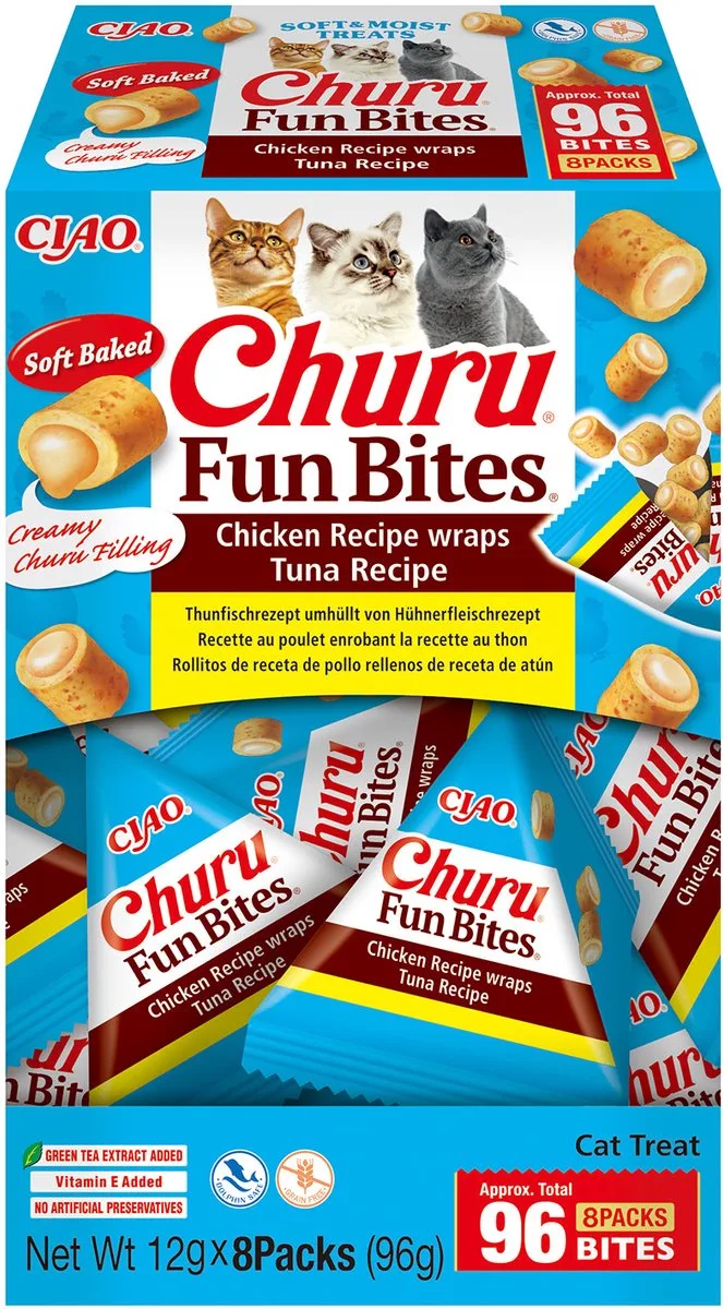 Ciao Churu Fun Bites Sappige Brokjes Kattensnack Tonijn variëteiten 8x12g de Inaba – photo produit