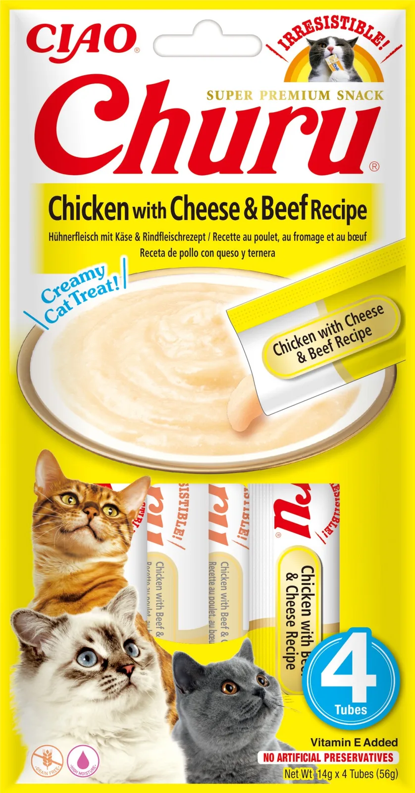 CIAO Churu kat Puree Kip met rund en kaas von Inaba – Produktfoto