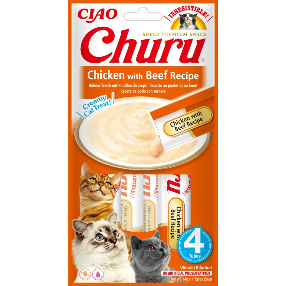 Ciao Churu Kattensnack Chicken & Beef 4 x 14 gr fra Inaba – produktbillede