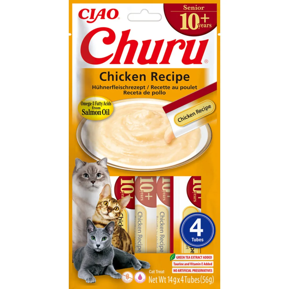 Ciao Churu Puree Senior 10+ Kattensnack Chicken 4 x 14 gr från Inaba – produktbild