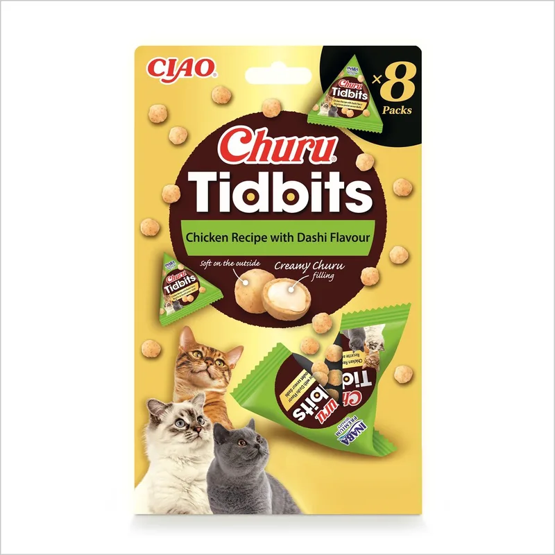 Ciao Churu Tidbits Sappige Brokjes Kattensnack Kip Dashi variëteiten 8x12g von Inaba – Produktfoto