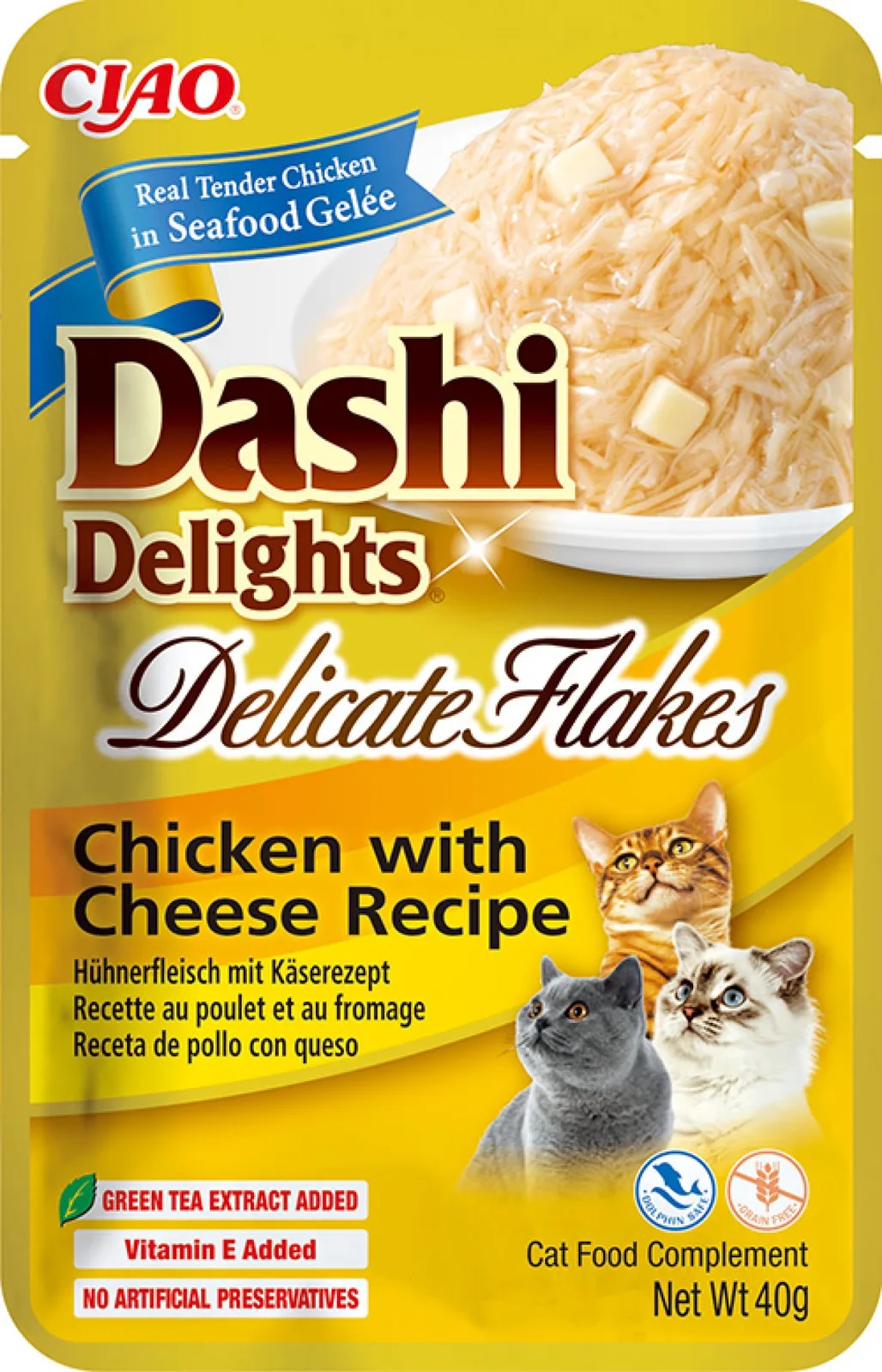 CIAO Dashi Delights Delicate Flakes kat Kip met kaas by Inaba – product photo